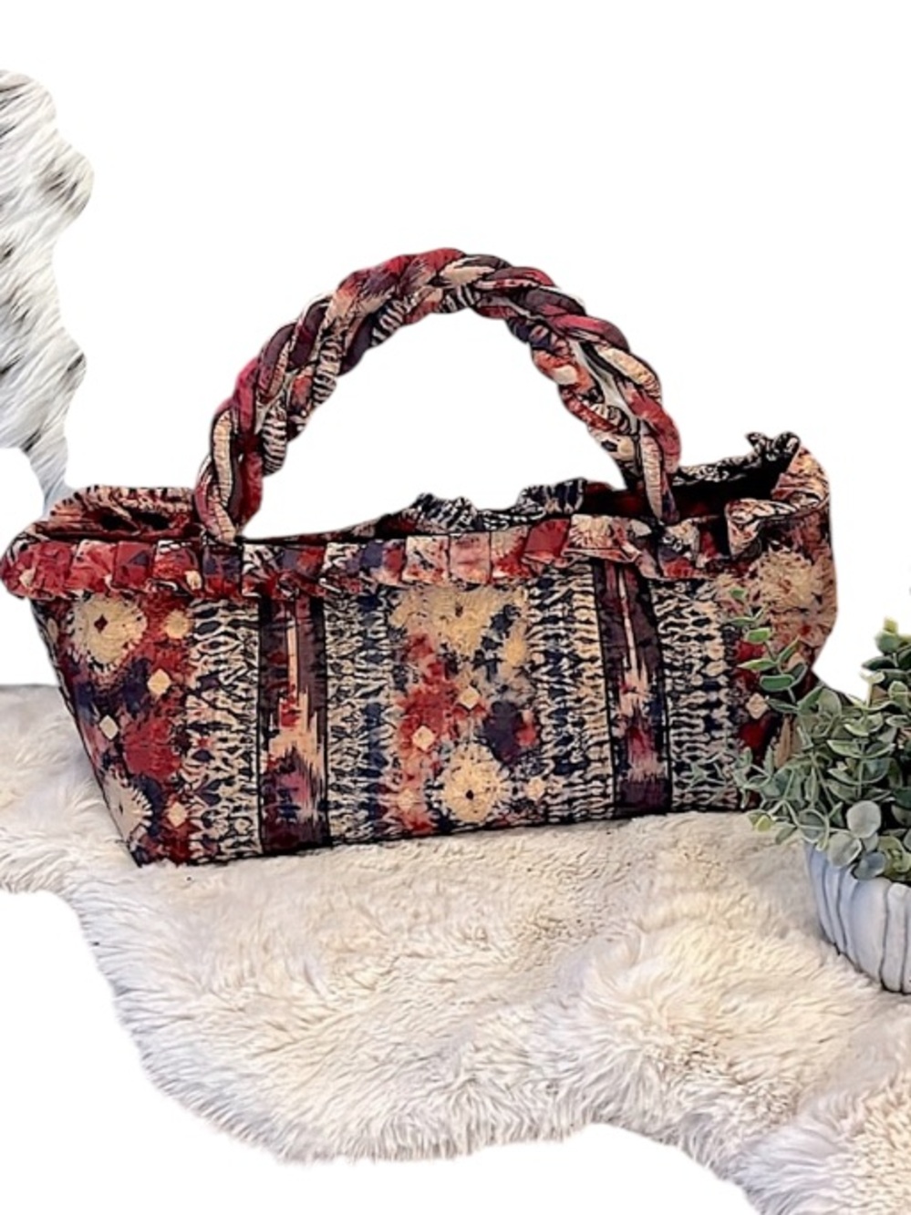 Dian Pelangi Fabric Boho Two Handle Tote Bag Purse New With Tag